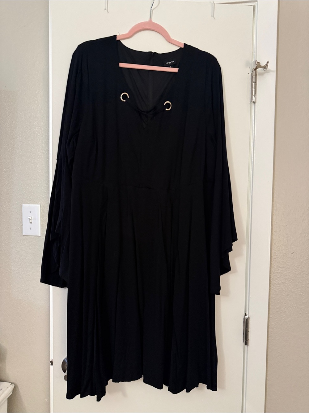 torrid Black Long-Sleeve Lace-Up Front Dress